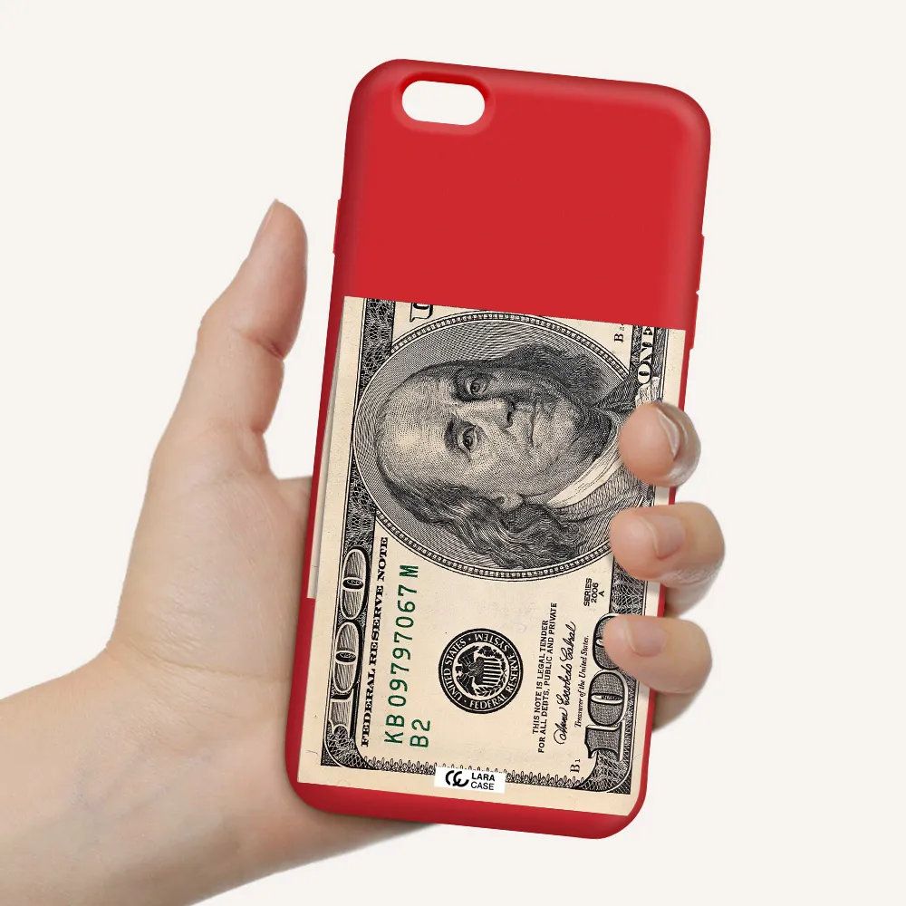 a close-up of a money bill Apple iPhone 6S Silicone Imperial Red Case