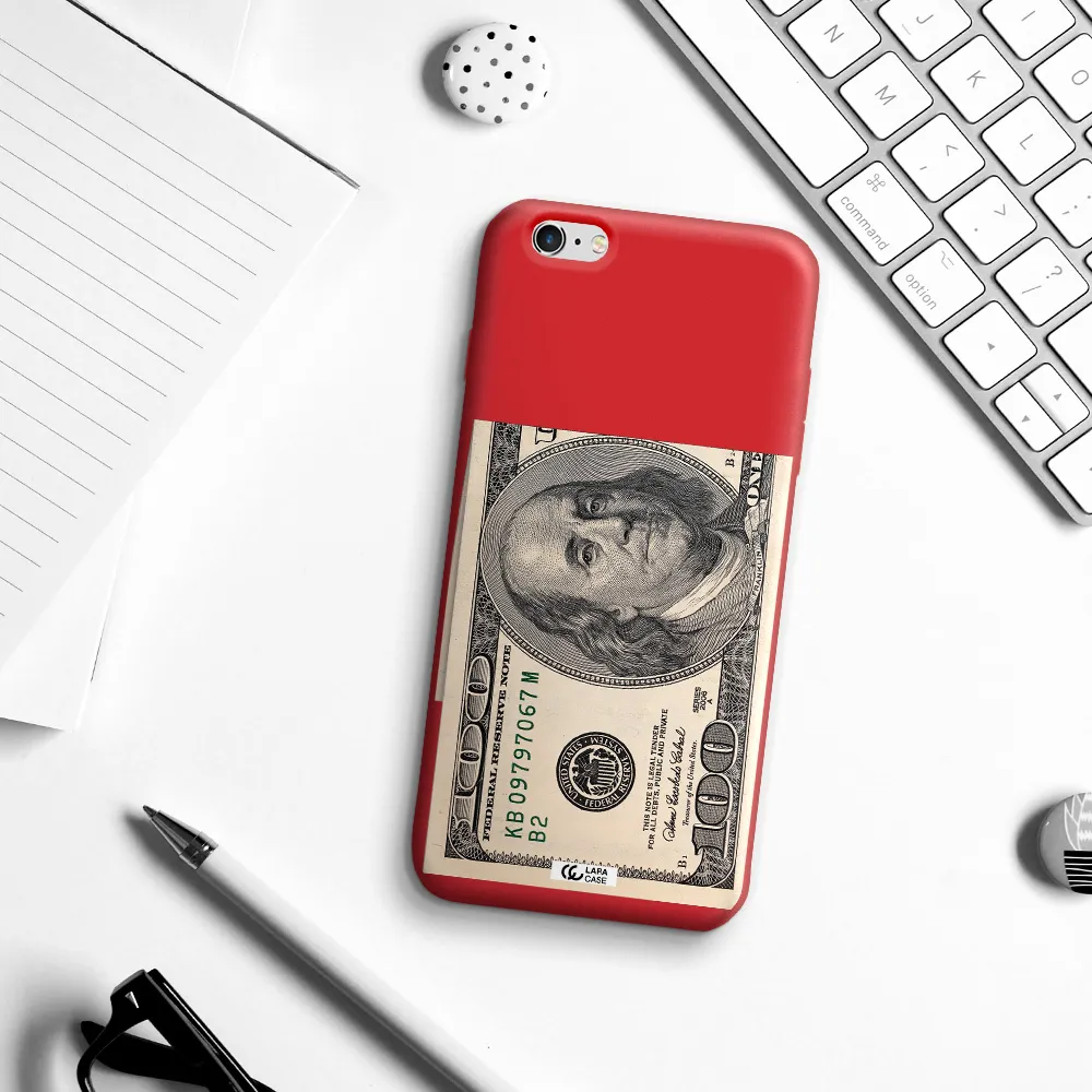 a close-up of a money bill Apple iPhone 6S Silicone Imperial Red Case