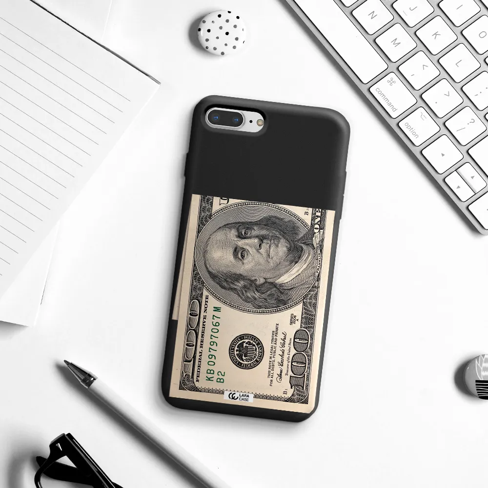 a close-up of a money bill Apple iPhone 7 plus Silicone black Case