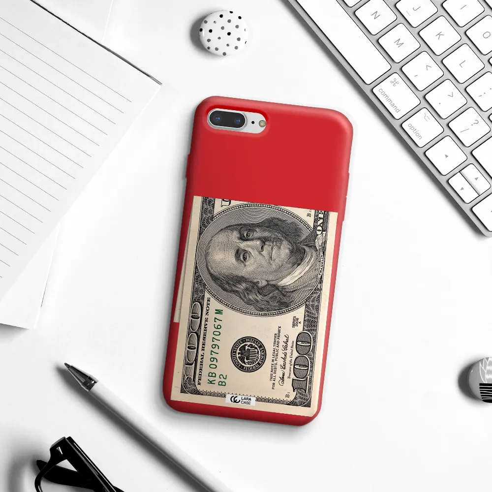 a close-up of a money bill Apple iPhone 7 plus Silicone Imperial Red Case