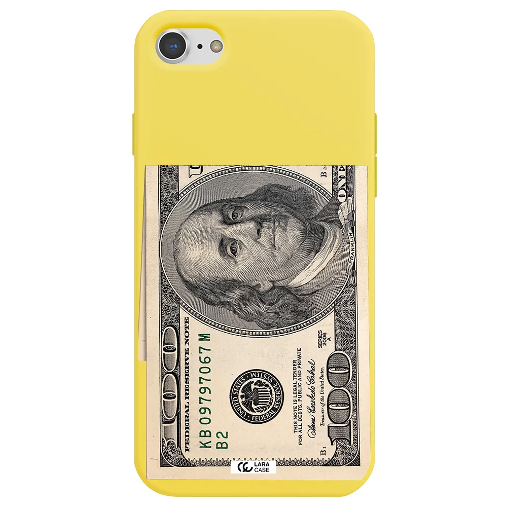 a close-up of a money bill Apple iPhone 7 Silicone canary yellow Case