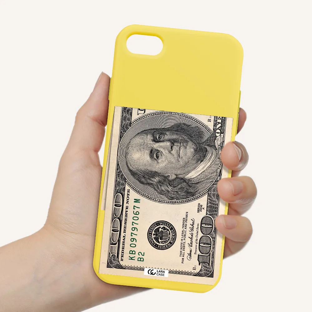 a close-up of a money bill Apple iPhone 7 Silicone canary yellow Case