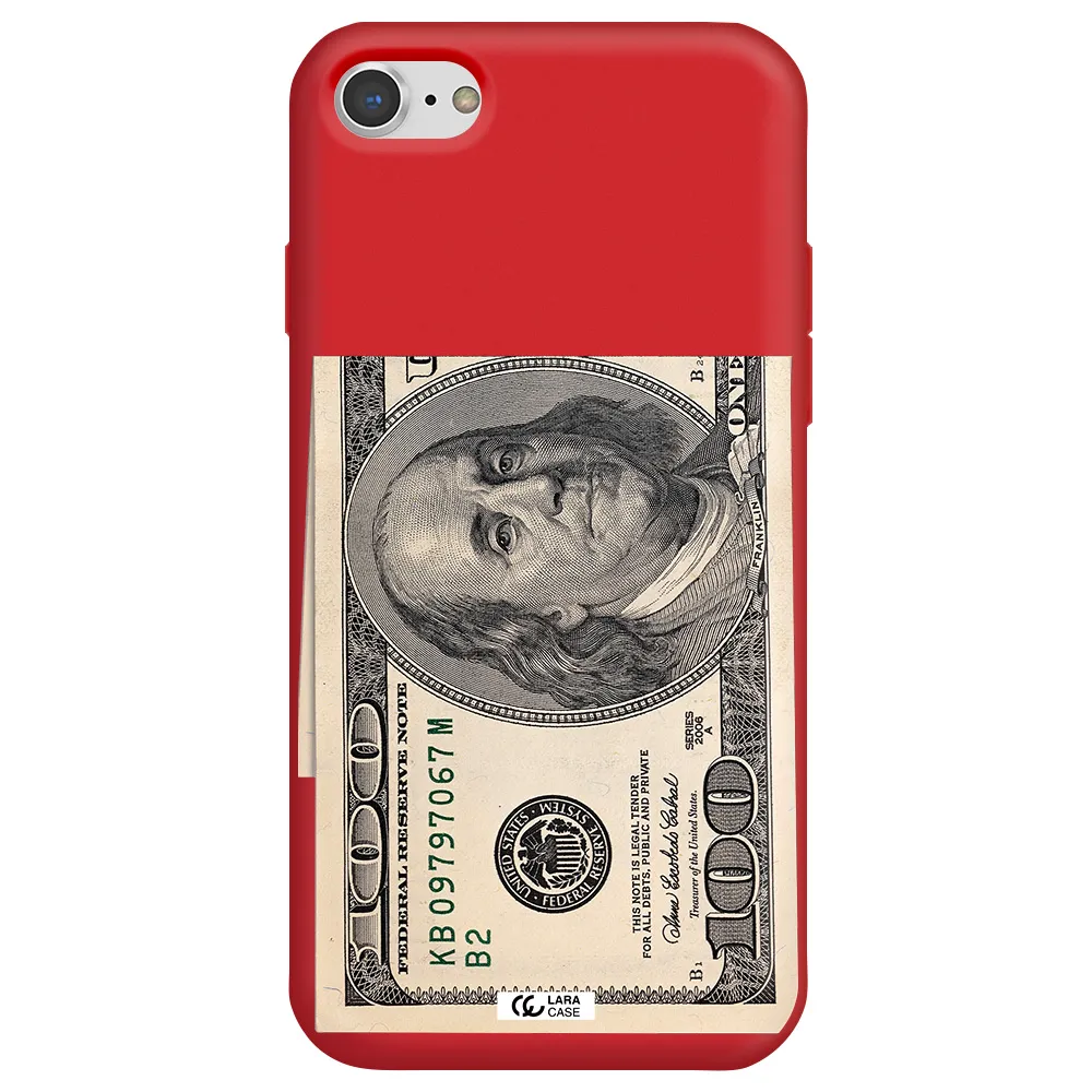 a close-up of a money bill Apple iPhone 7 Silicone Imperial Red Case