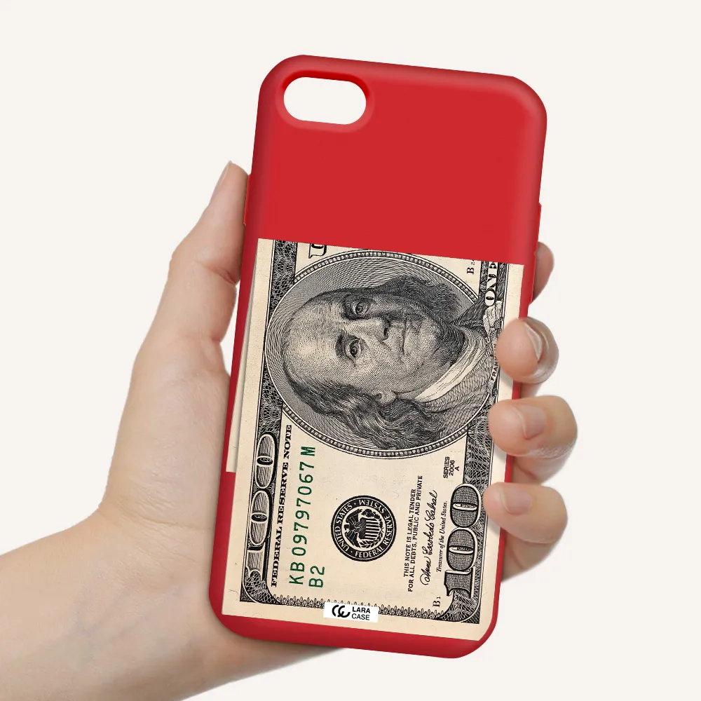 a close-up of a money bill Apple iPhone 7 Silicone Imperial Red Case
