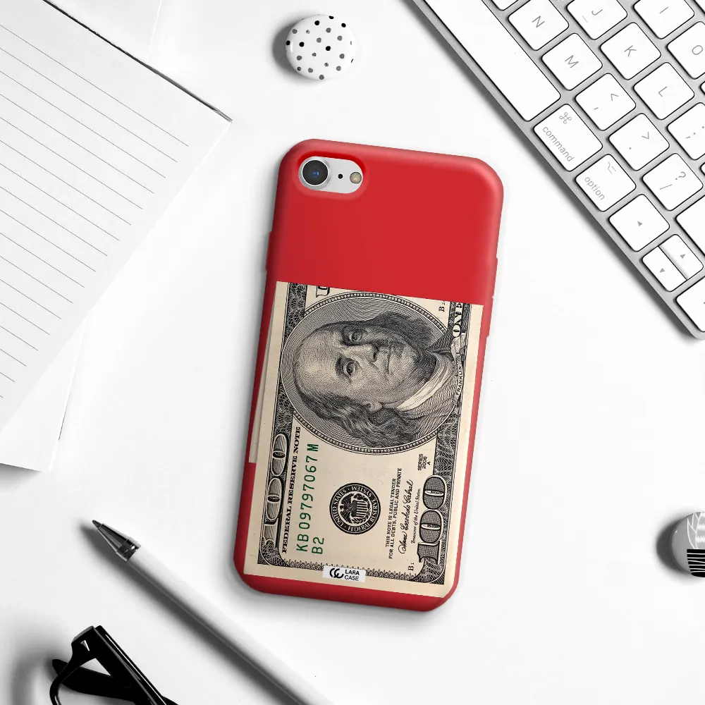 a close-up of a money bill Apple iPhone 7 Silicone Imperial Red Case