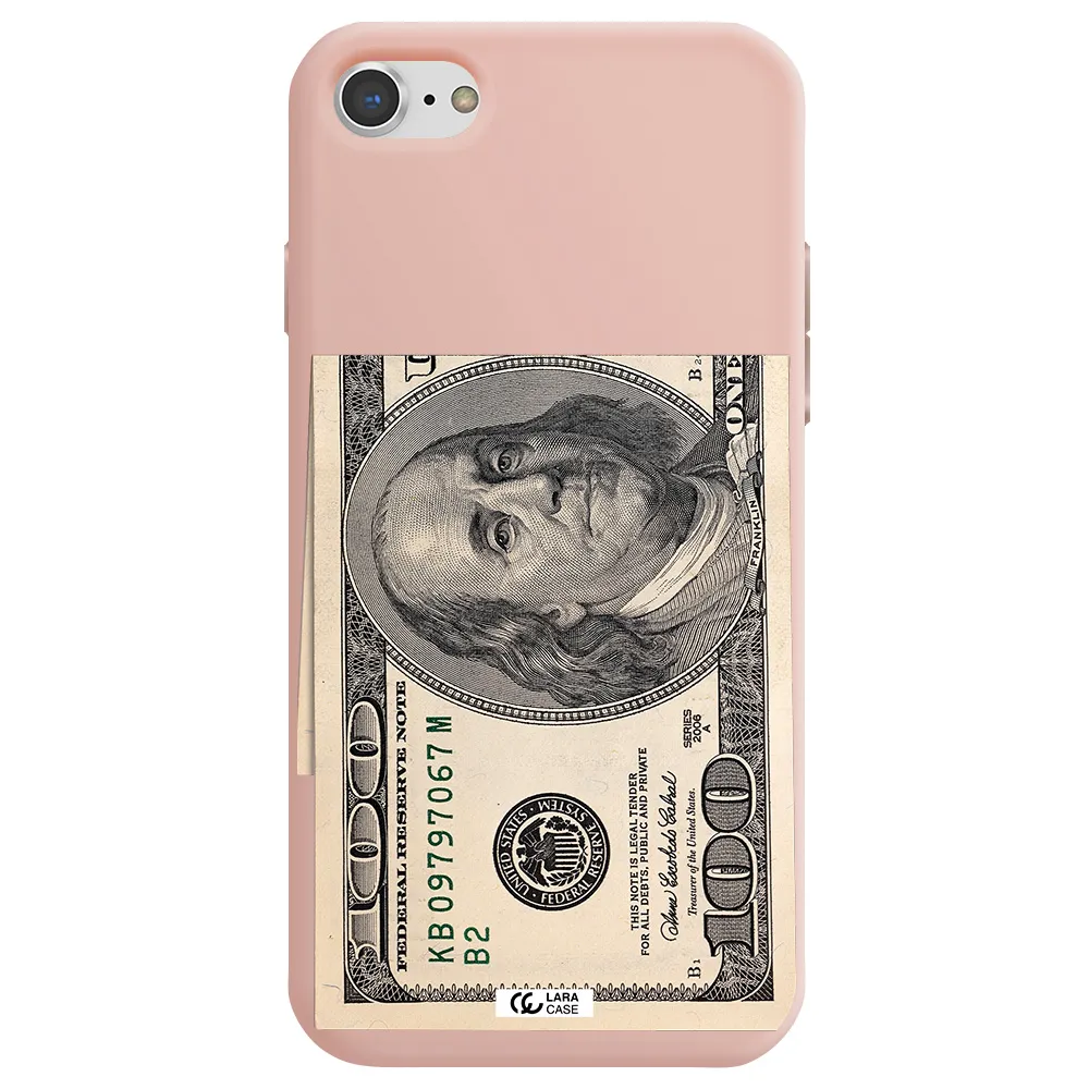 a close-up of a money bill Apple iPhone 7 Silicone pastel pink Case