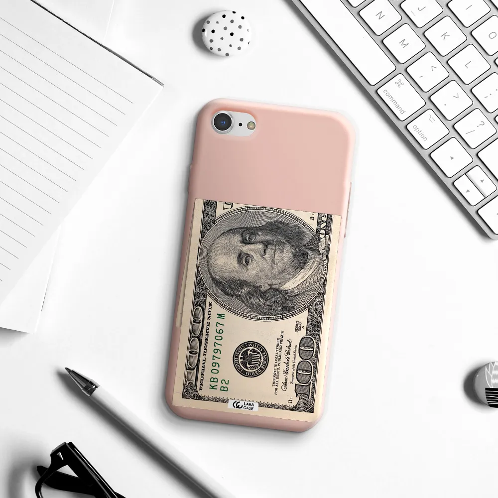 a close-up of a money bill Apple iPhone 7 Silicone pastel pink Case
