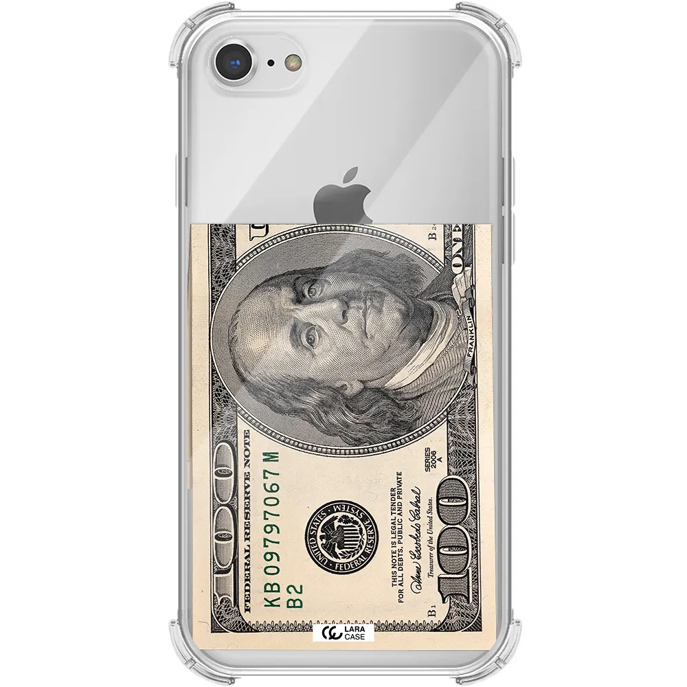 a close-up of a money bill Apple iPhone 8 Clear PC Case