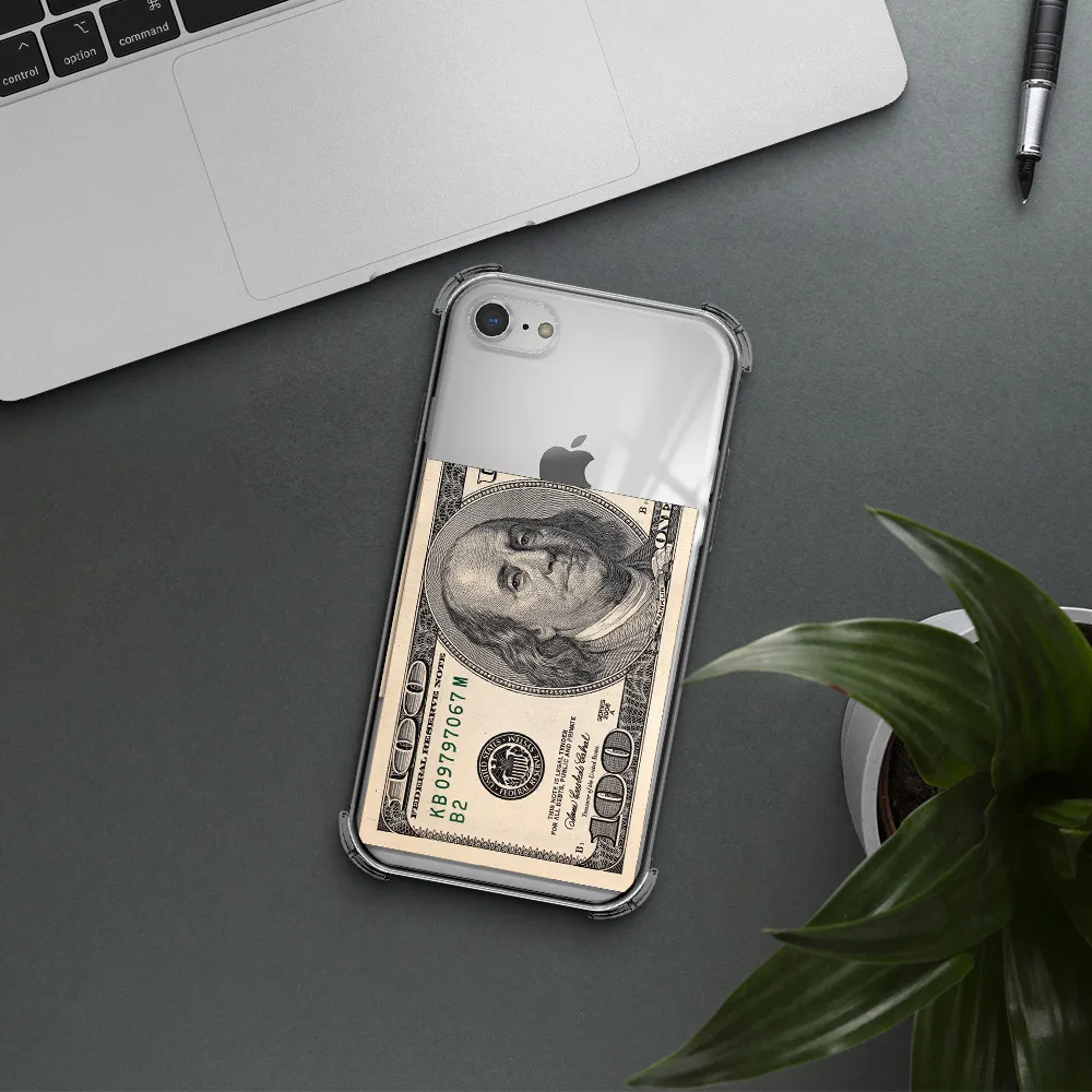 a close-up of a money bill Apple iPhone 8 Clear PC Case
