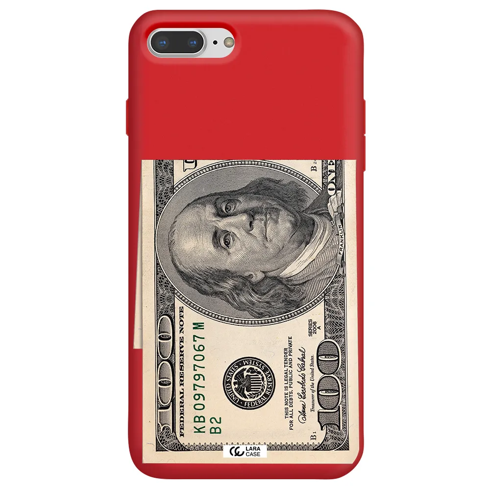 a close-up of a money bill Apple iPhone 8 plus Silicone Imperial Red Case