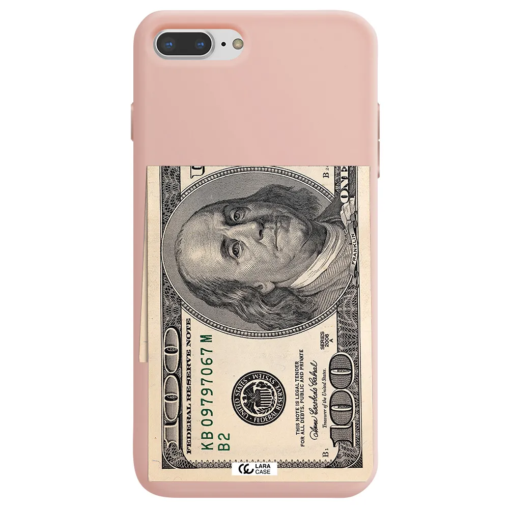 a close-up of a money bill Apple iPhone 8 plus Silicone pastel pink Case