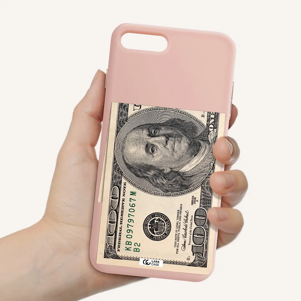 a close-up of a money bill Apple iPhone 8 plus Silicone pastel pink Case