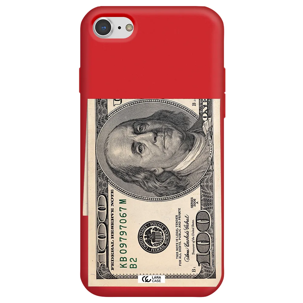 a close-up of a money bill Apple iPhone 8 Silicone Imperial Red Case