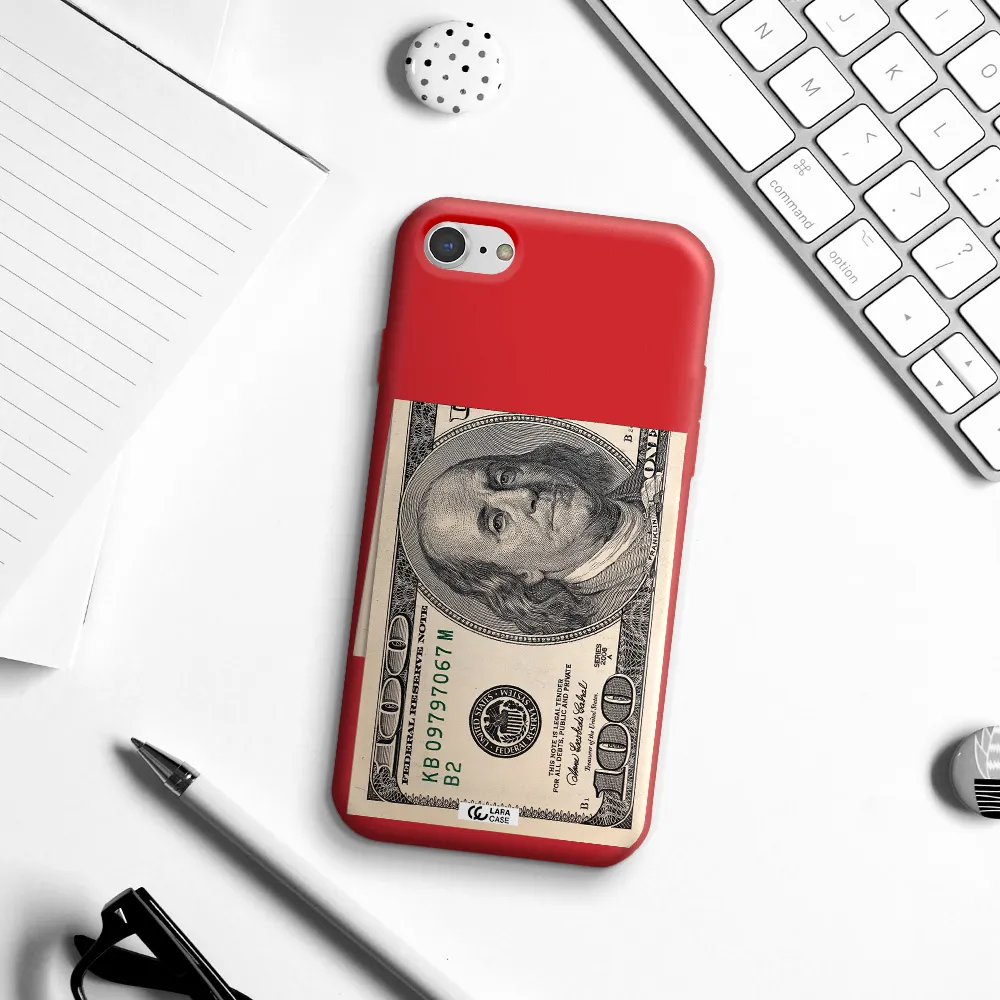 a close-up of a money bill Apple iPhone 8 Silicone Imperial Red Case