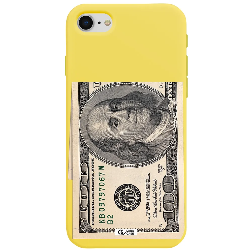 a close-up of a money bill Apple iPhone se 2020 Silicone canary yellow Case