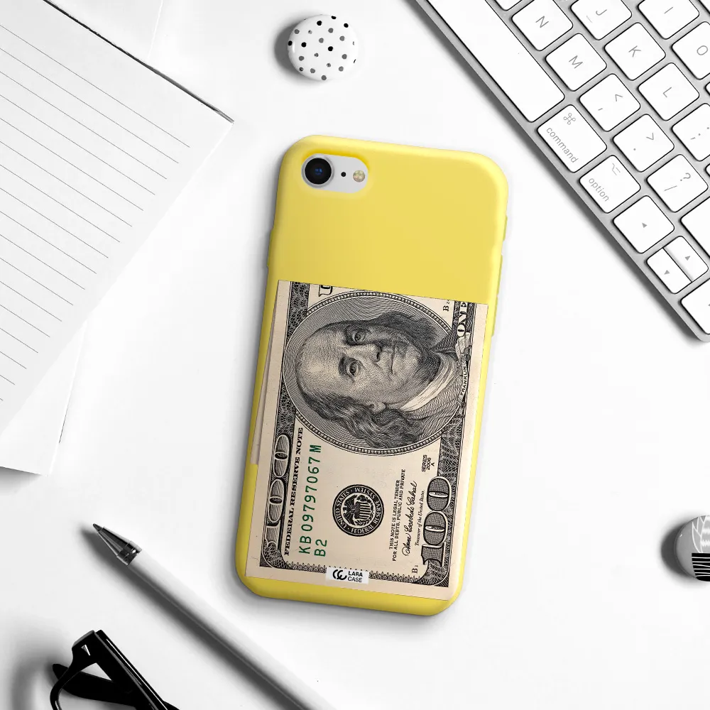 a close-up of a money bill Apple iPhone se 2020 Silicone canary yellow Case