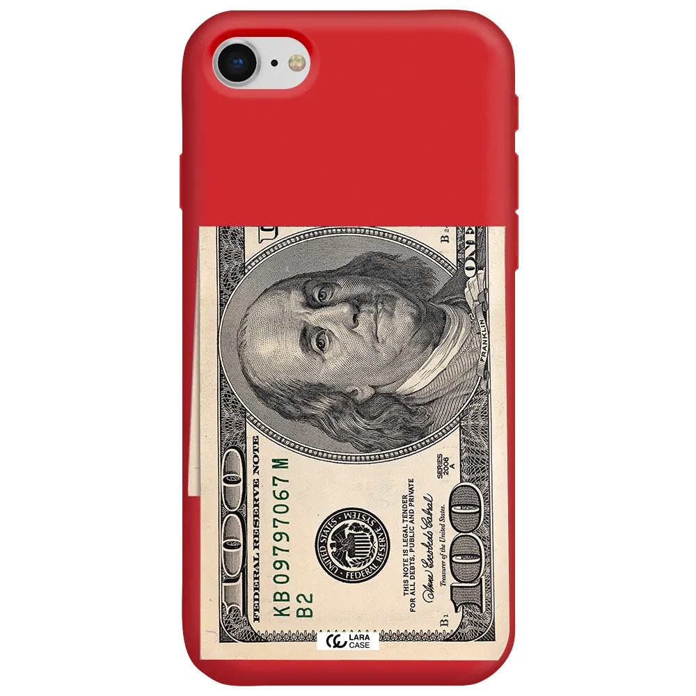 a close-up of a money bill Apple iPhone se 2020 Silicone Imperial Red Case