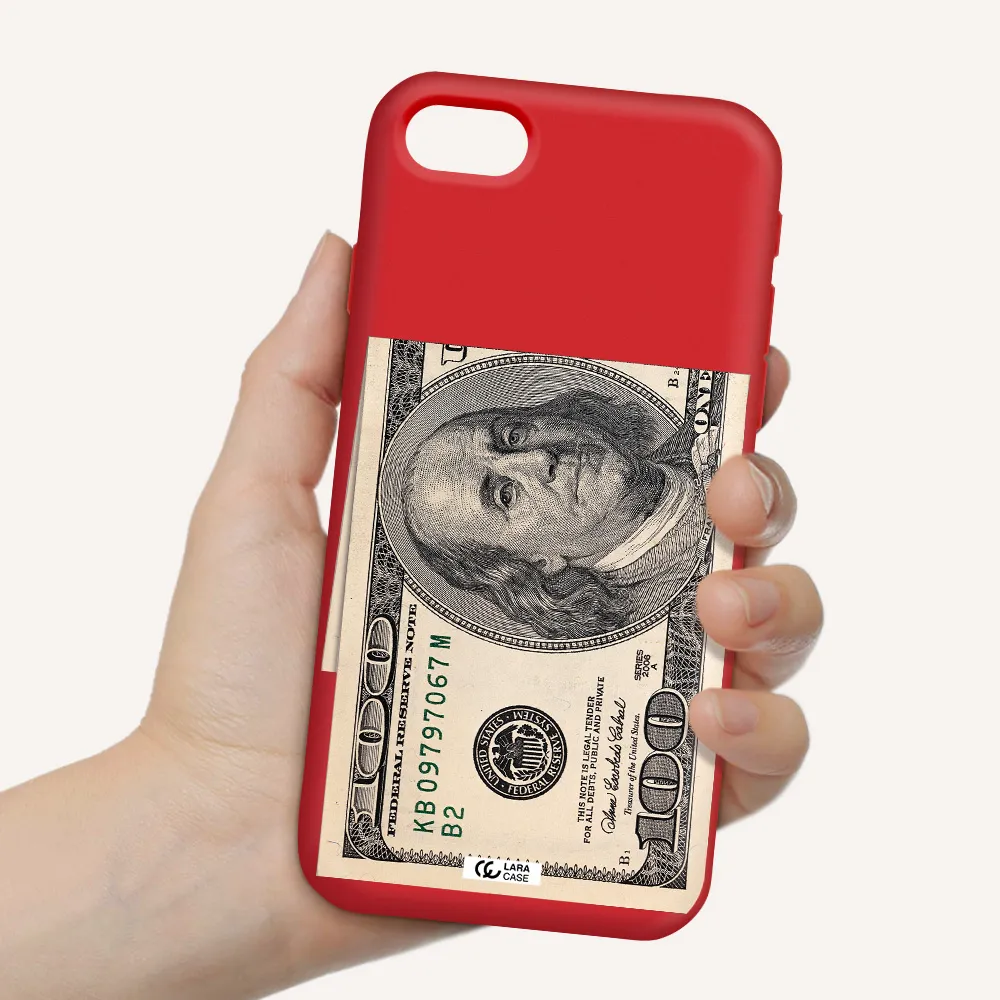 a close-up of a money bill Apple iPhone se 2020 Silicone Imperial Red Case