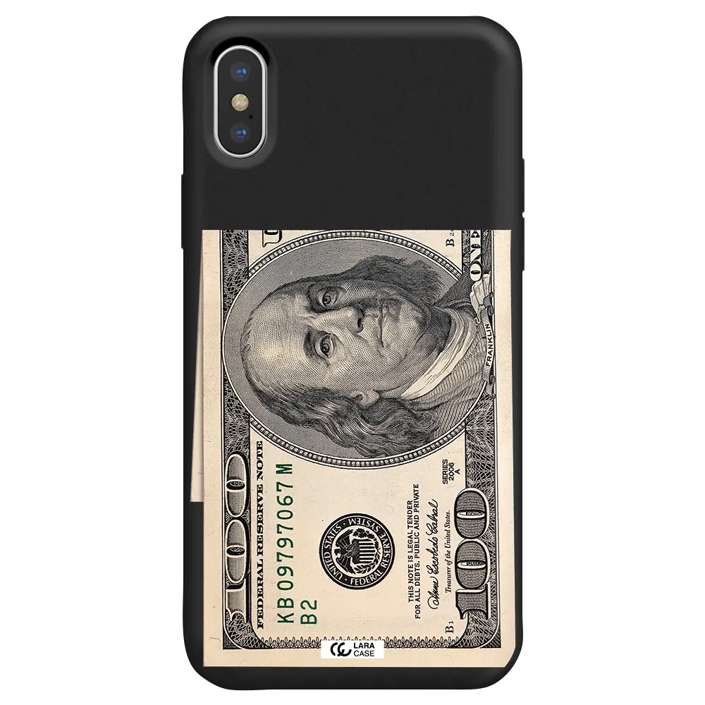 a close-up of a money bill Apple iPhone X Silicone black Case