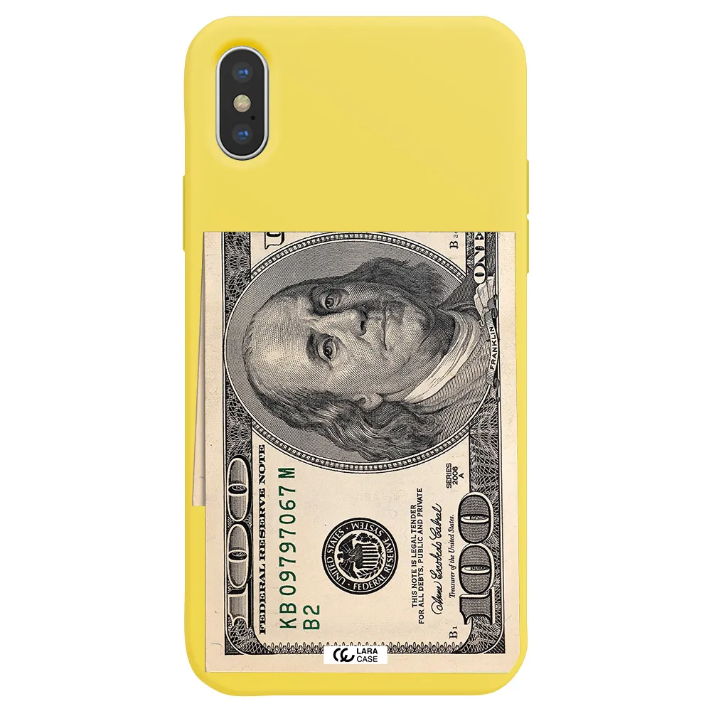 a close-up of a money bill Apple iPhone X Silicone canary yellow Case