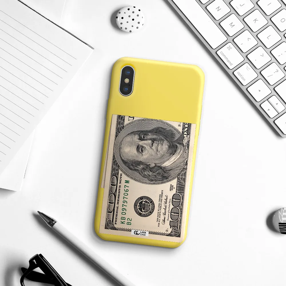 a close-up of a money bill Apple iPhone X Silicone canary yellow Case