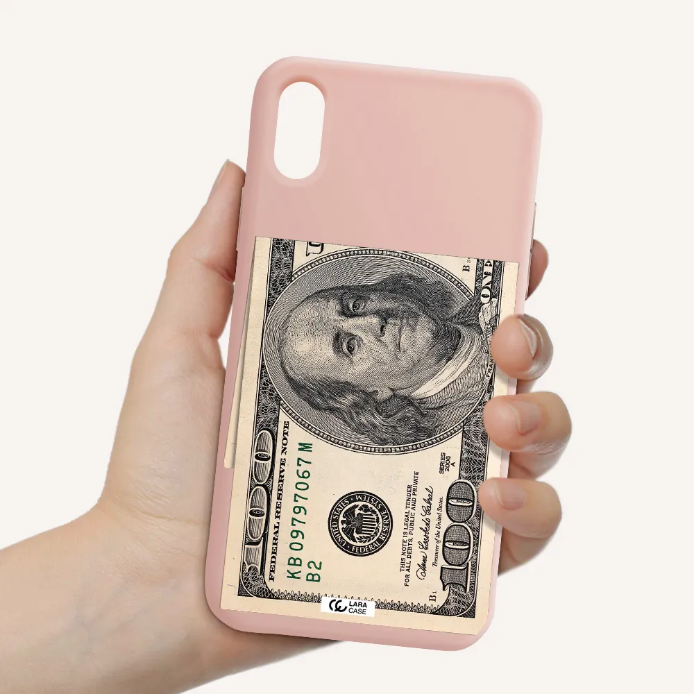 a close-up of a money bill Apple iPhone X Silicone pastel pink Case