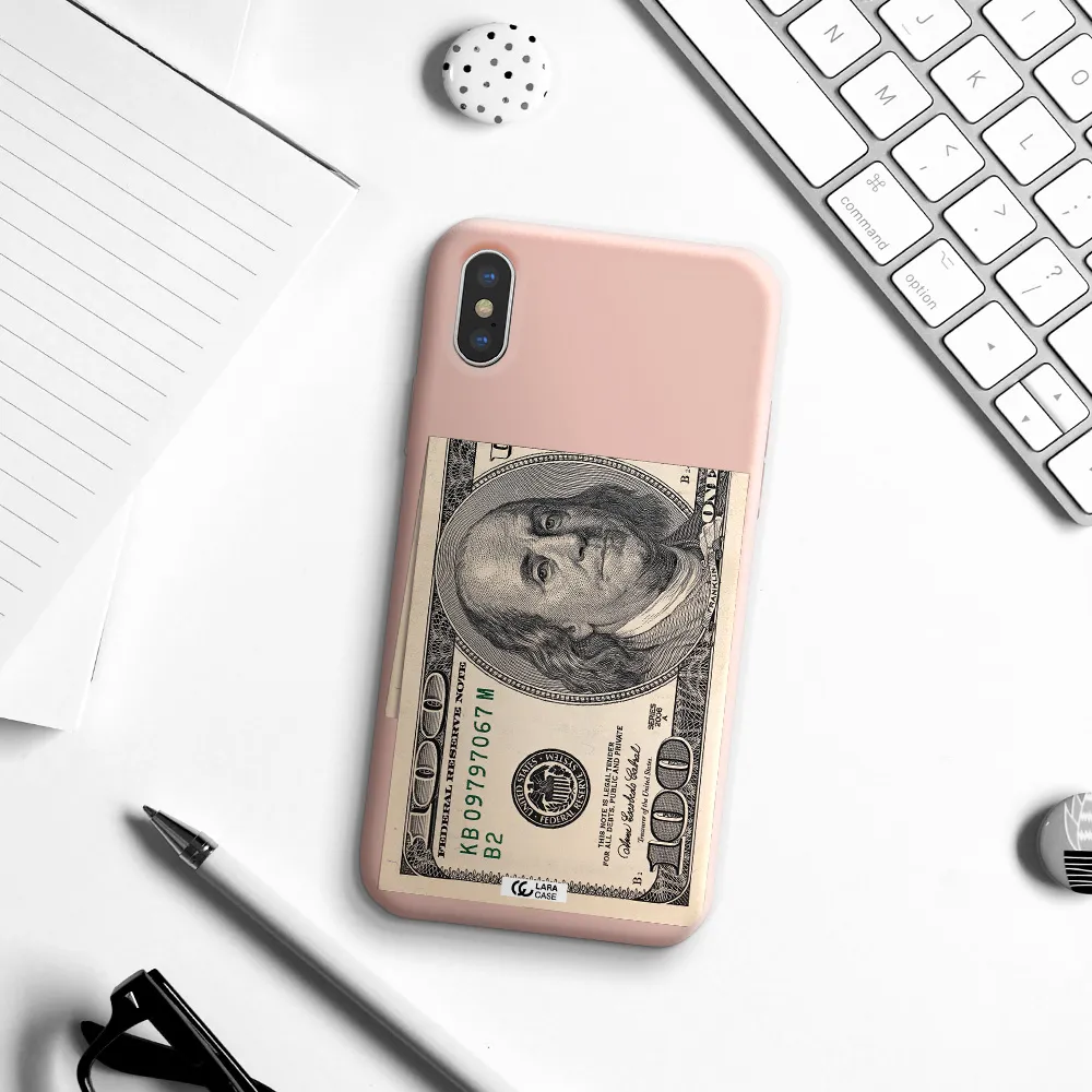a close-up of a money bill Apple iPhone X Silicone pastel pink Case