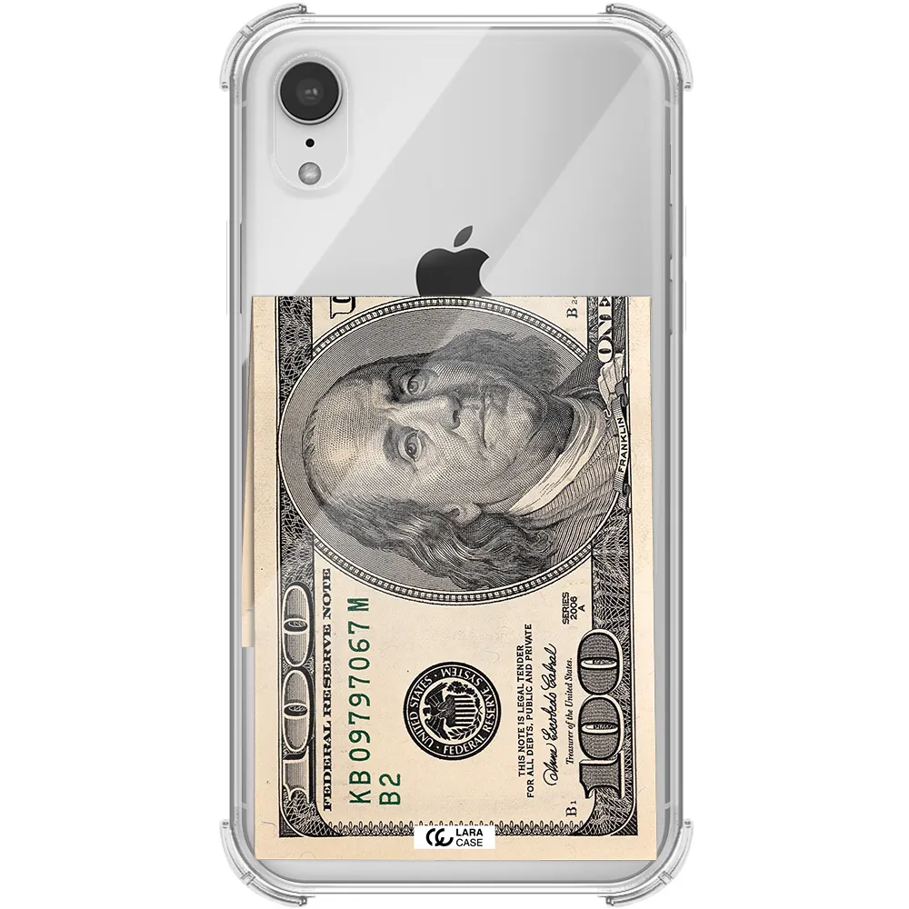 a close-up of a money bill Apple iPhone XR Clear PC Case