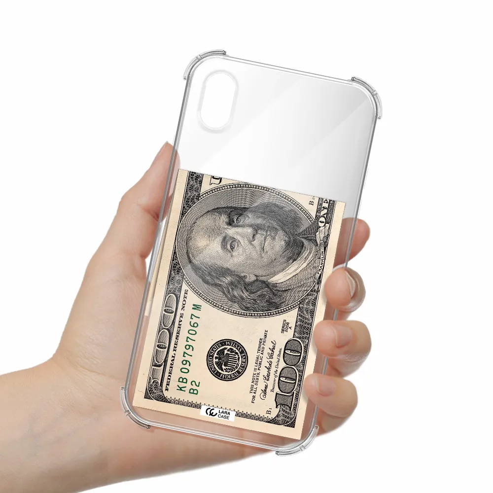 a close-up of a money bill Apple iPhone XR Clear PC Case