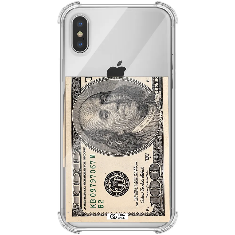 a close-up of a money bill Apple iPhone XS Clear PC Case