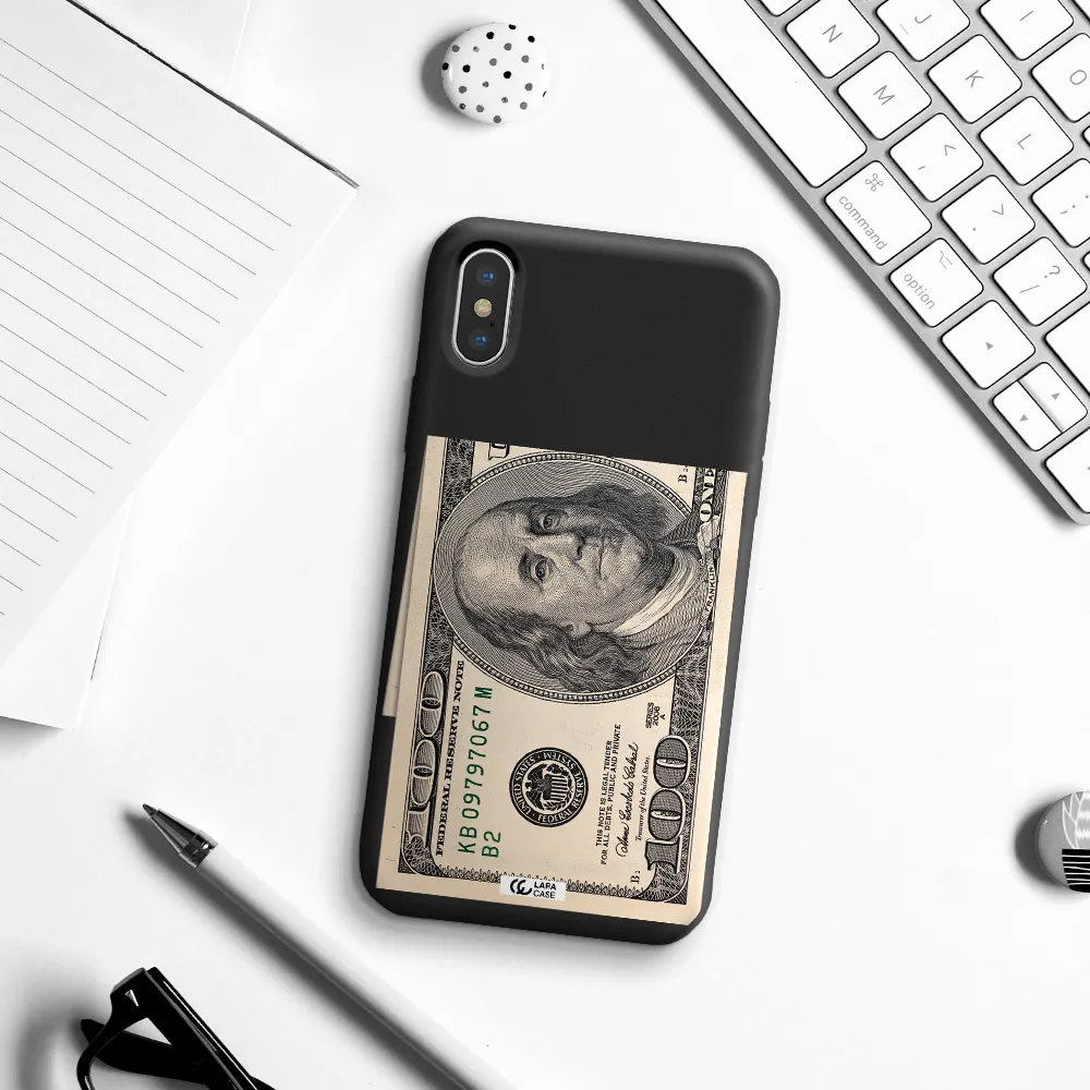 a close-up of a money bill Apple iPhone XS Silicone black Case