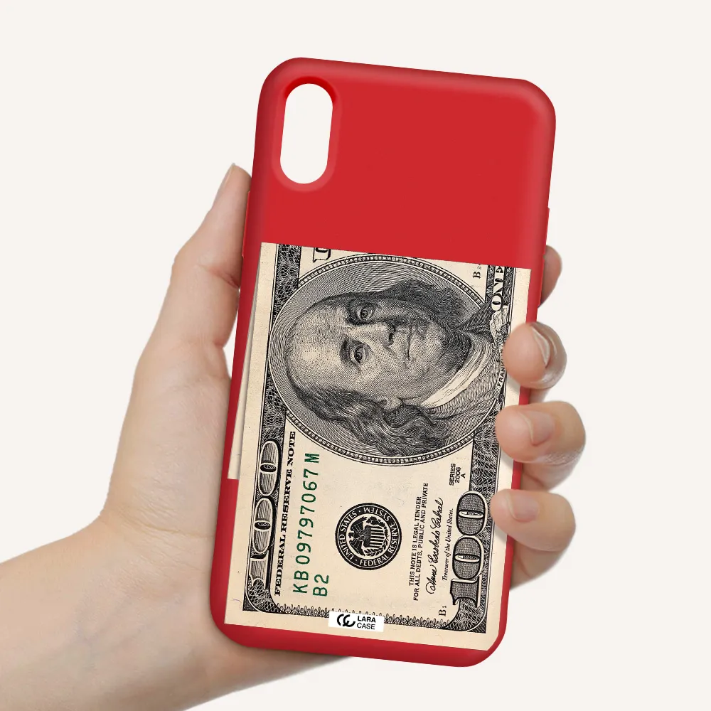 a close-up of a money bill Apple iPhone XS Silicone Imperial Red Case