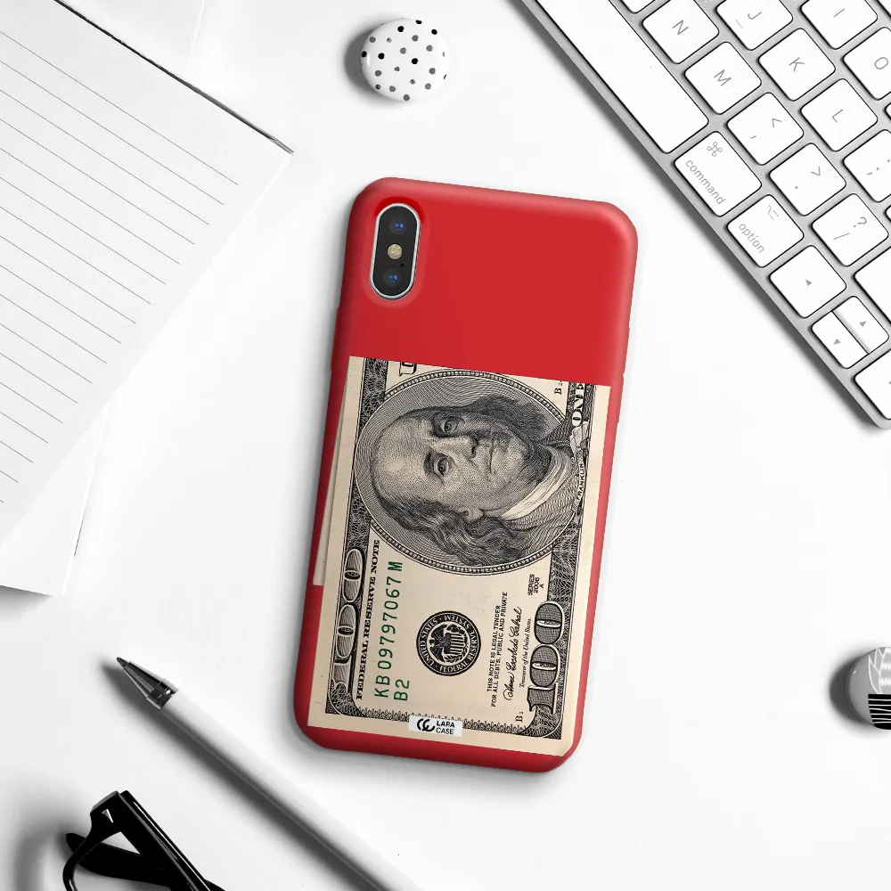 a close-up of a money bill Apple iPhone XS Silicone Imperial Red Case