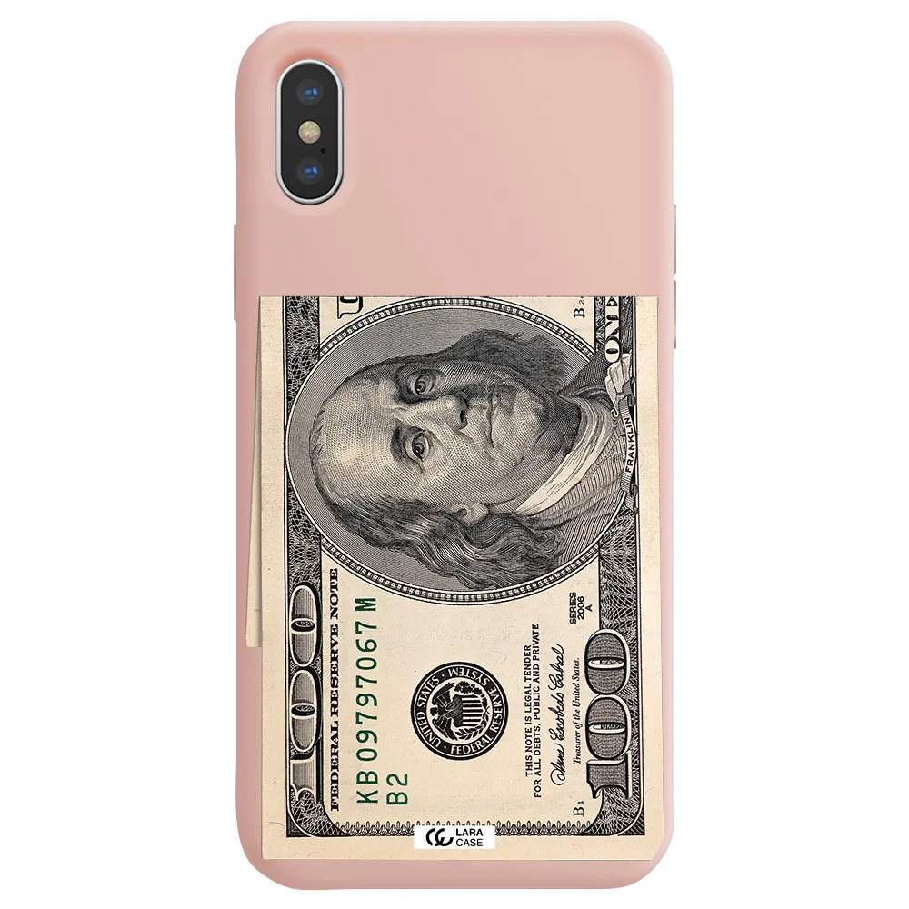 a close-up of a money bill Apple iPhone XS Silicone pastel pink Case