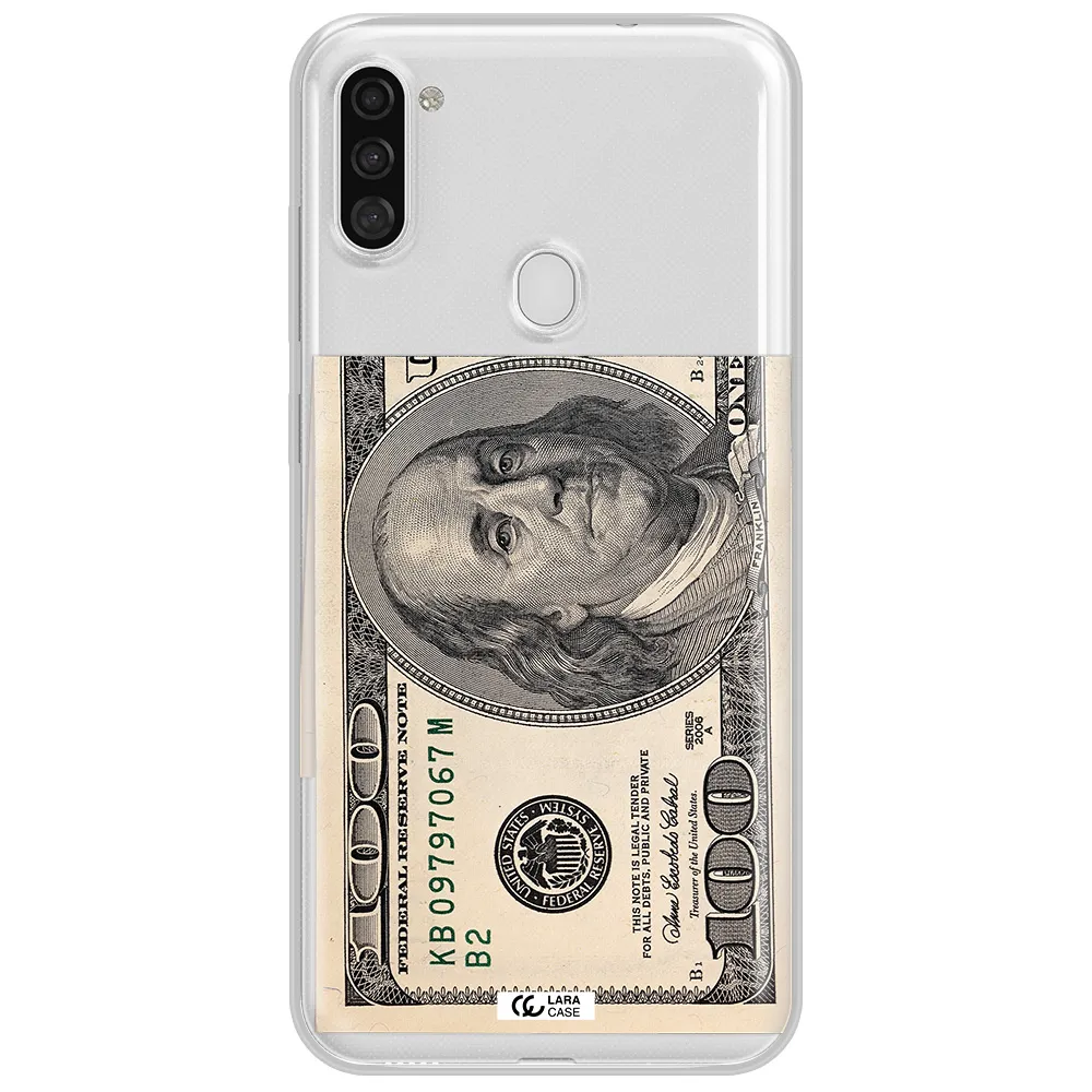 A Close-Up Of A Money Bill Samsung A11 Clear Tpu Case
