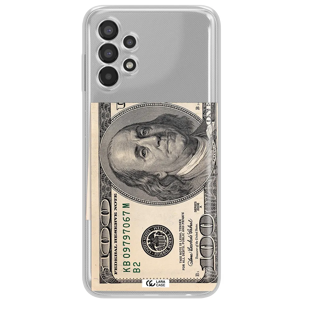 A Close-Up Of A Money Bill Samsung A13 Clear Tpu Case