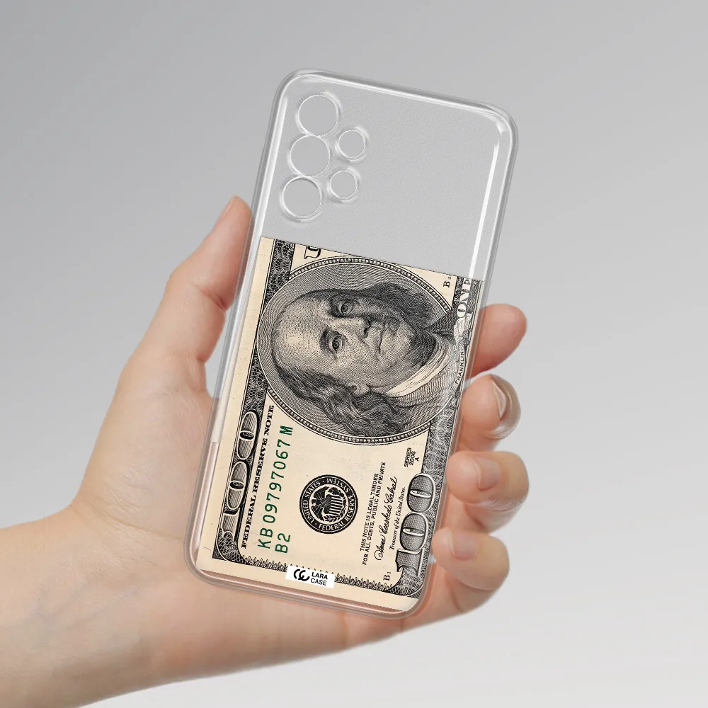 A Close-Up Of A Money Bill Samsung A13 Clear Tpu Case