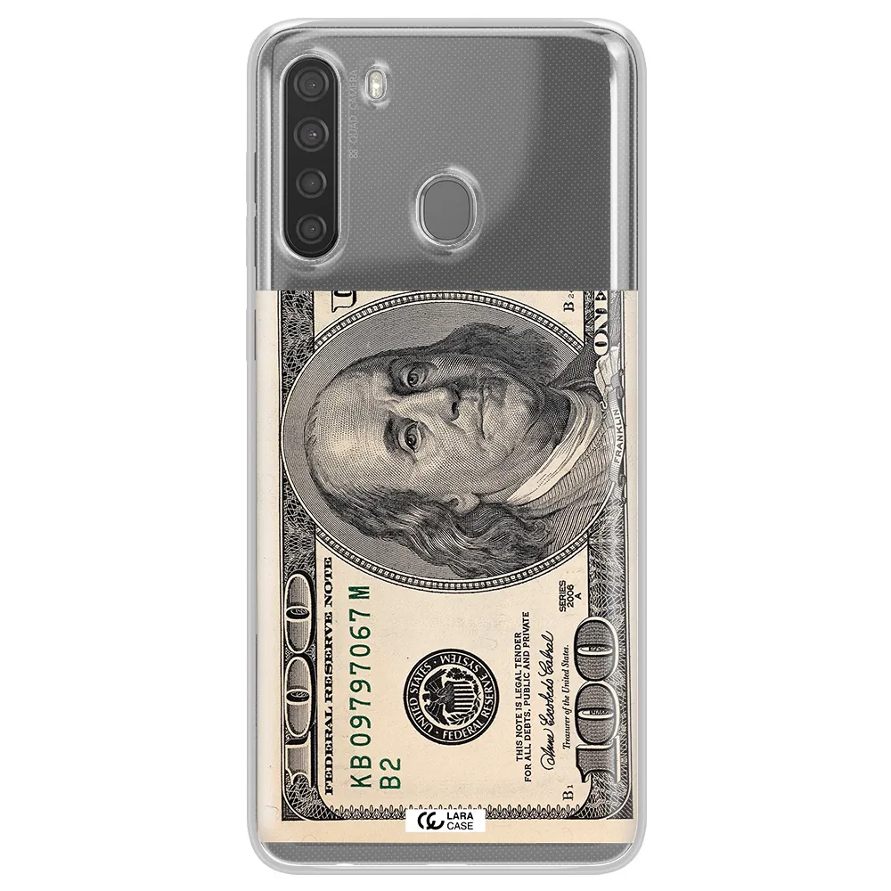 A Close-Up Of A Money Bill Samsung A21 Clear Tpu Case
