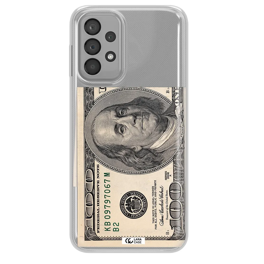A Close-Up Of A Money Bill Samsung A23 Clear Tpu Case