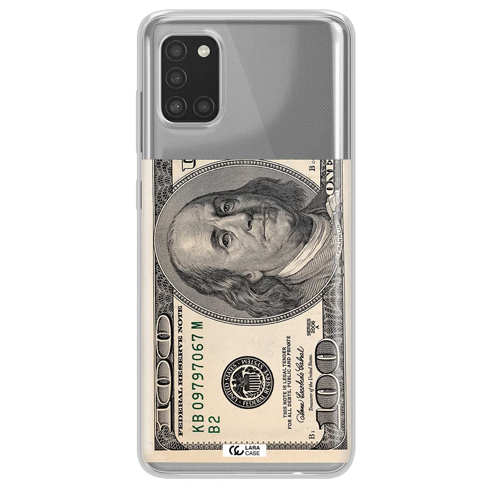 A Close-Up Of A Money Bill Samsung A31 Clear Tpu Case
