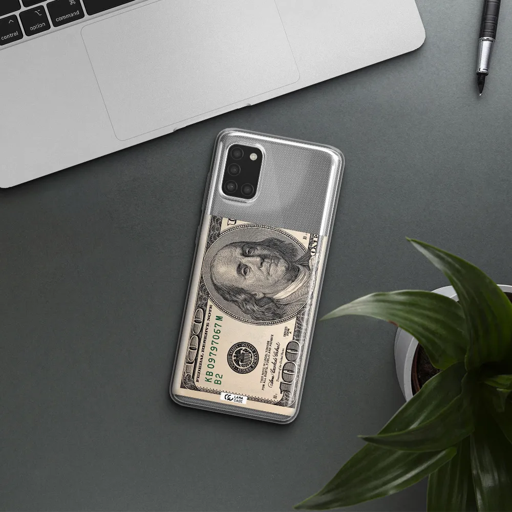 A Close-Up Of A Money Bill Samsung A31 Clear Tpu Case