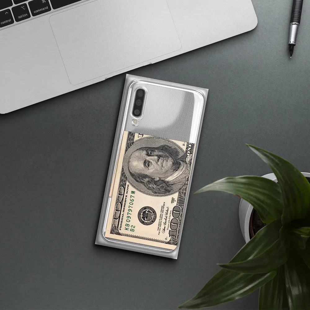 A Close-Up Of A Money Bill Samsung A50S Clear Tpu Case