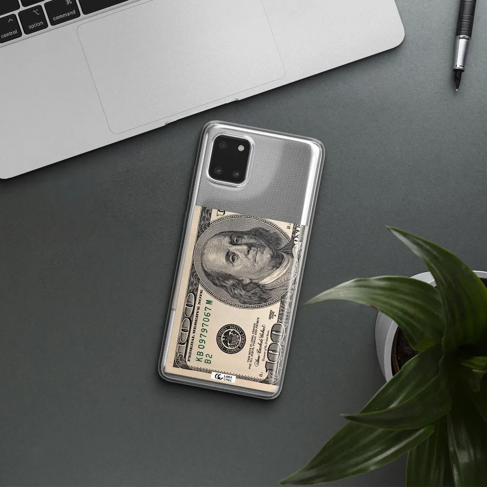 A Close-Up Of A Money Bill Samsung A81 Clear Tpu Case