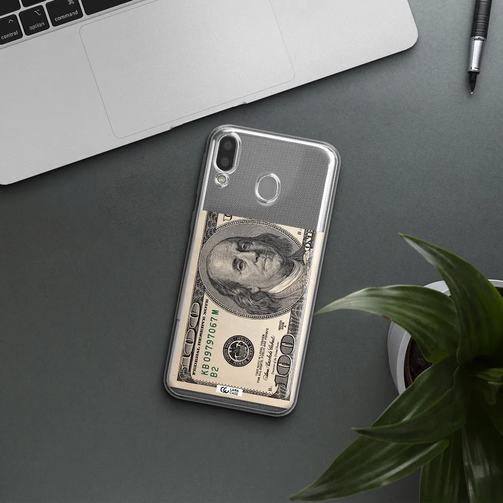 A Close-Up Of A Money Bill Samsung M20 Clear Tpu Case