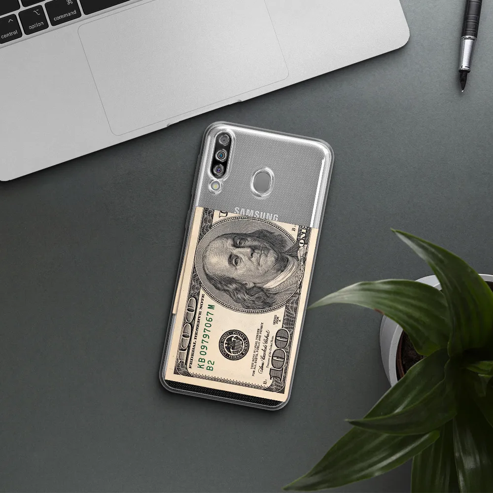 A Close-Up Of A Money Bill Samsung M30 Clear Tpu Case