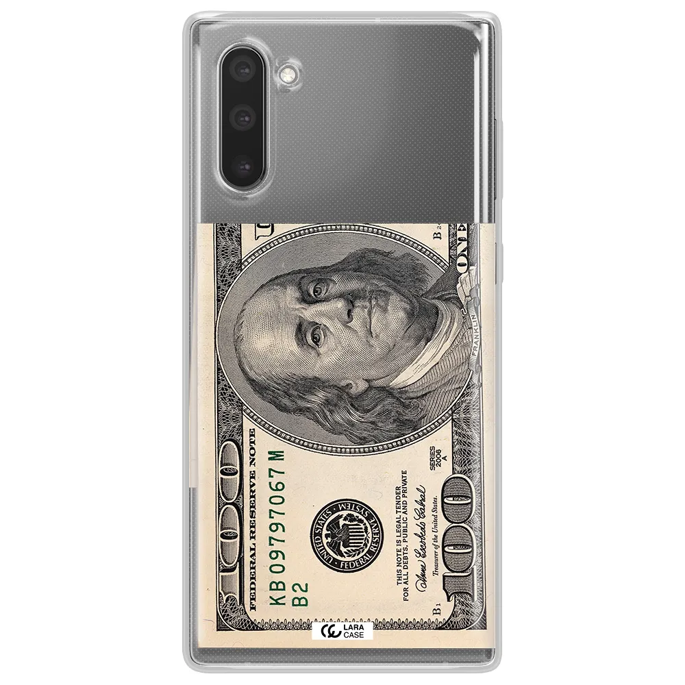 A Close-Up Of A Money Bill Samsung Note 10 Clear Tpu Case