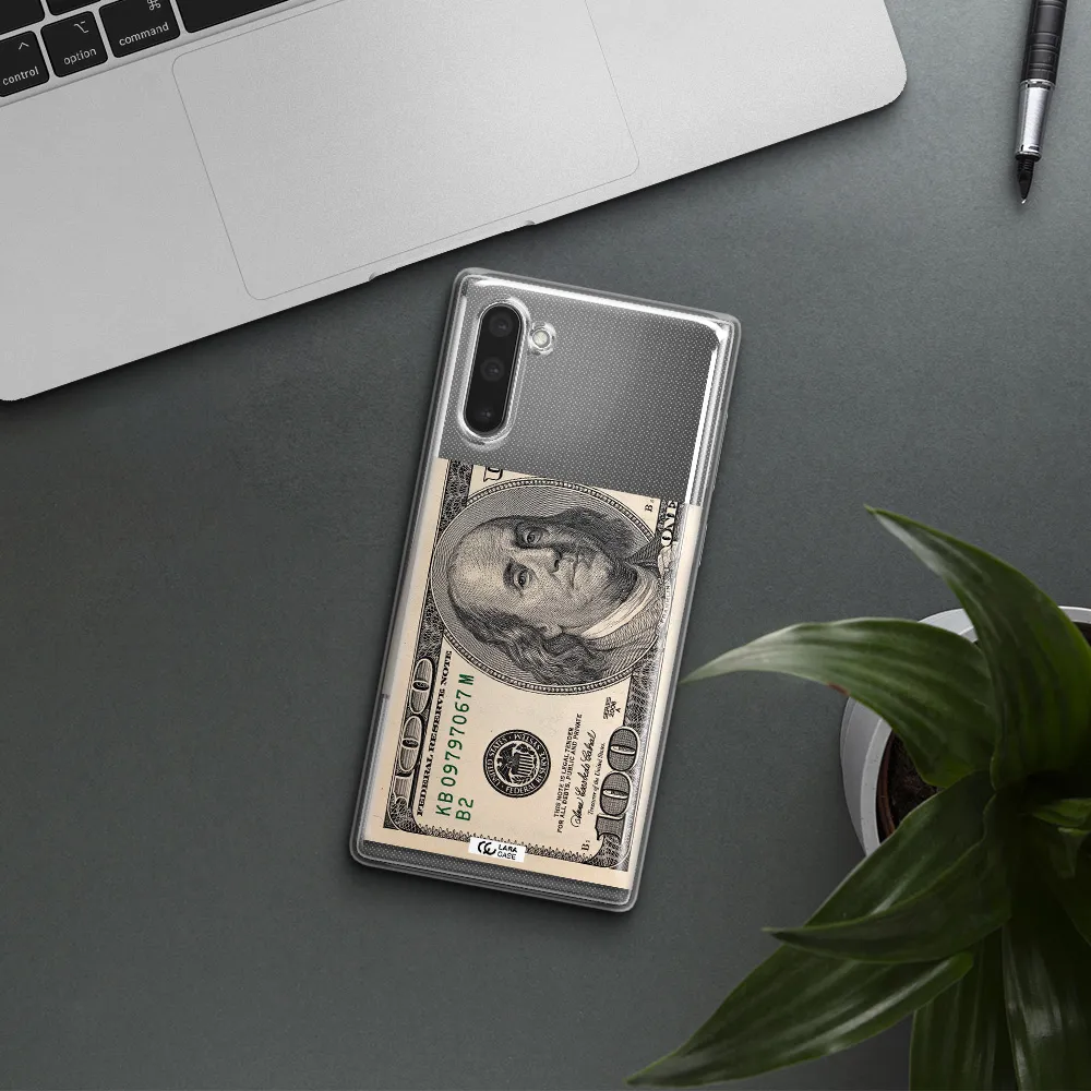 A Close-Up Of A Money Bill Samsung Note 10 Clear Tpu Case