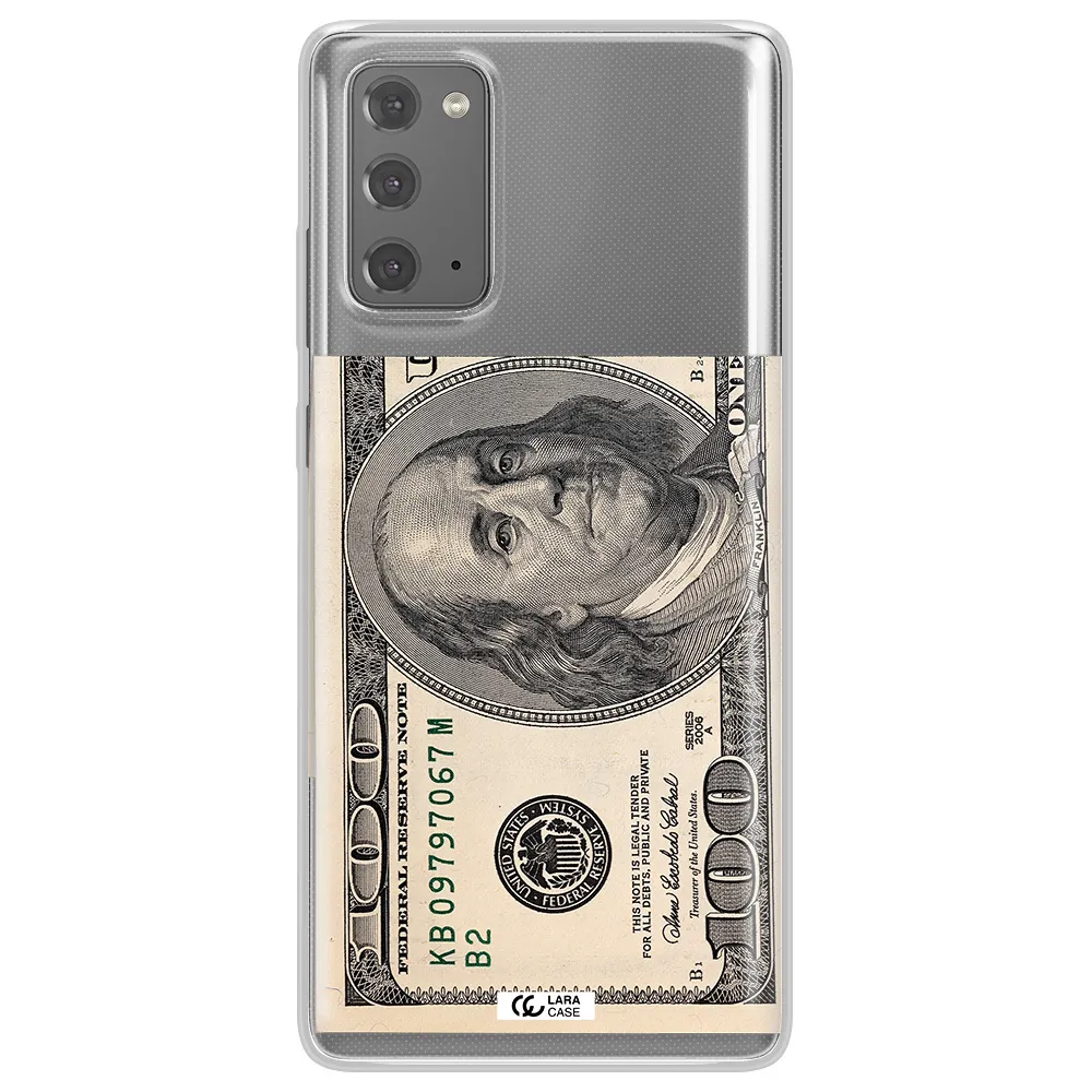 A Close-Up Of A Money Bill Samsung Note 20 Clear Tpu Case