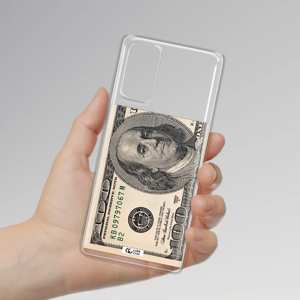 A Close-Up Of A Money Bill Samsung Note 20 Clear Tpu Case