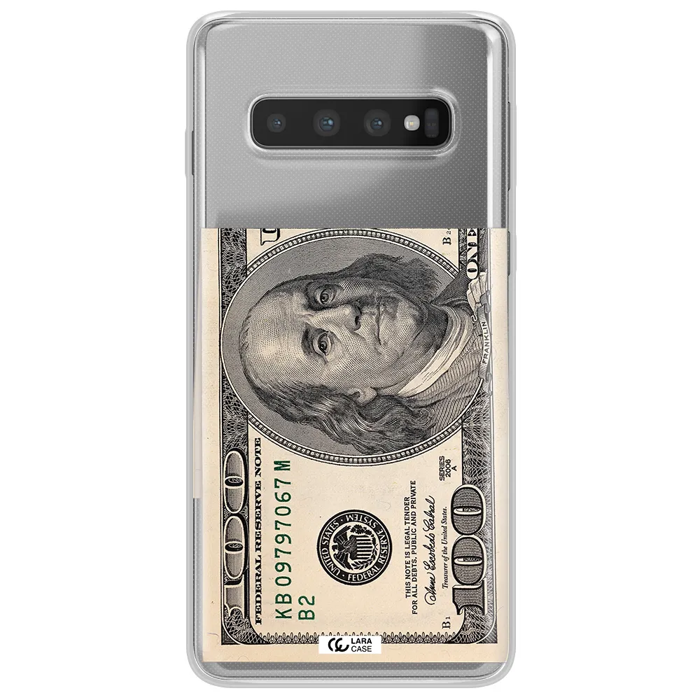 A Close-Up Of A Money Bill Samsung S10 Clear Tpu Case